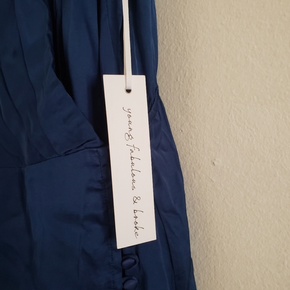 YOUNG FABULOUS & BROKE Dress Jameson Wrap Mini Dress in Jewel Blue Sky NWT - Picture 15 of 16